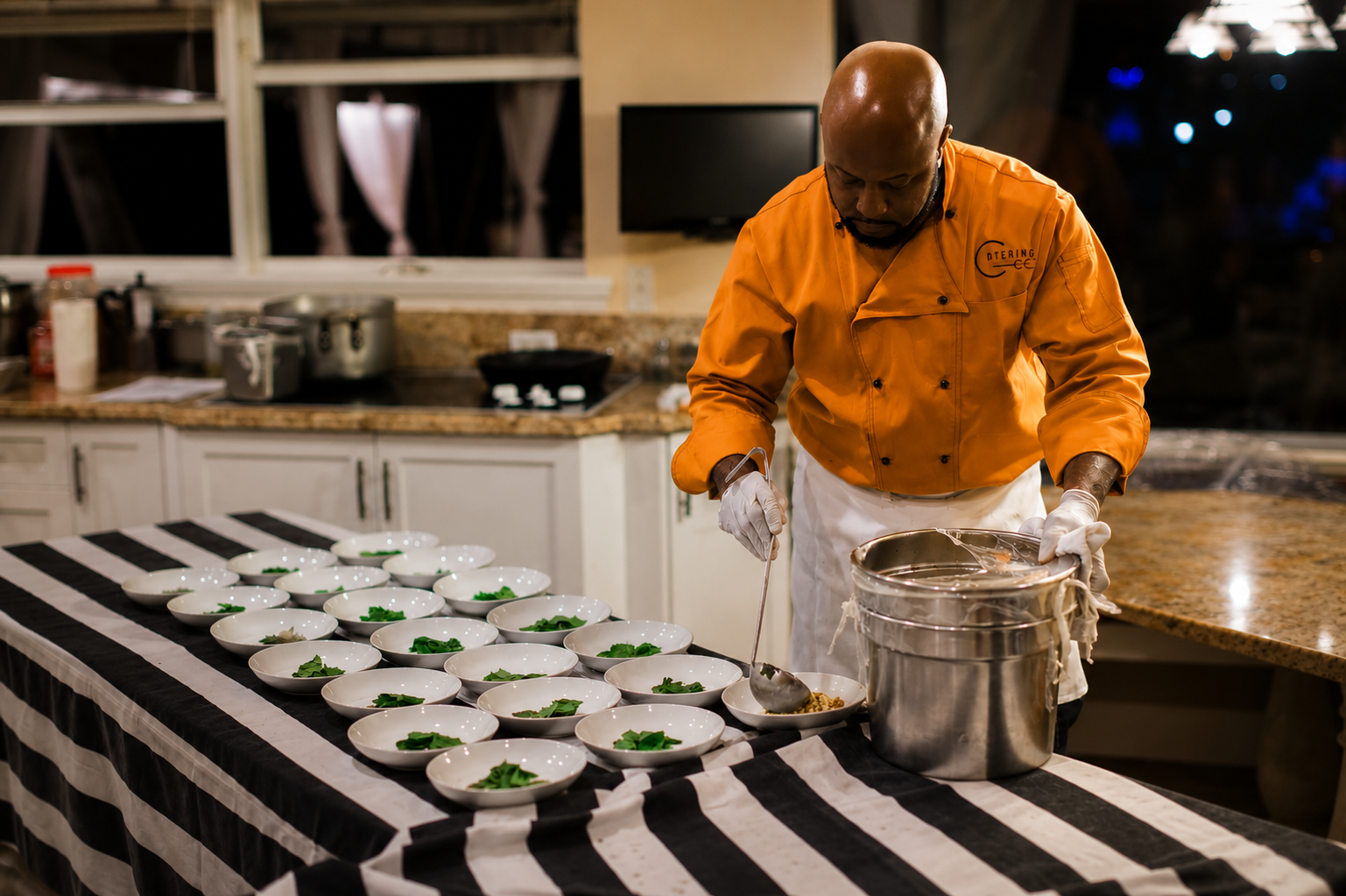 Chef winston plating food