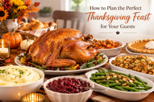 Thanksgiving feast catering with a delicious holiday meal