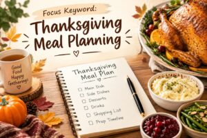 Thanksgiving meal planning with turkey and traditional holiday dinner